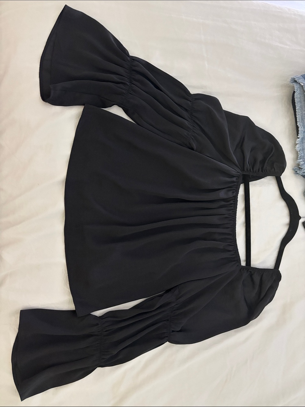 BCBG generation Black Off-Shoulder Peasant Blouse